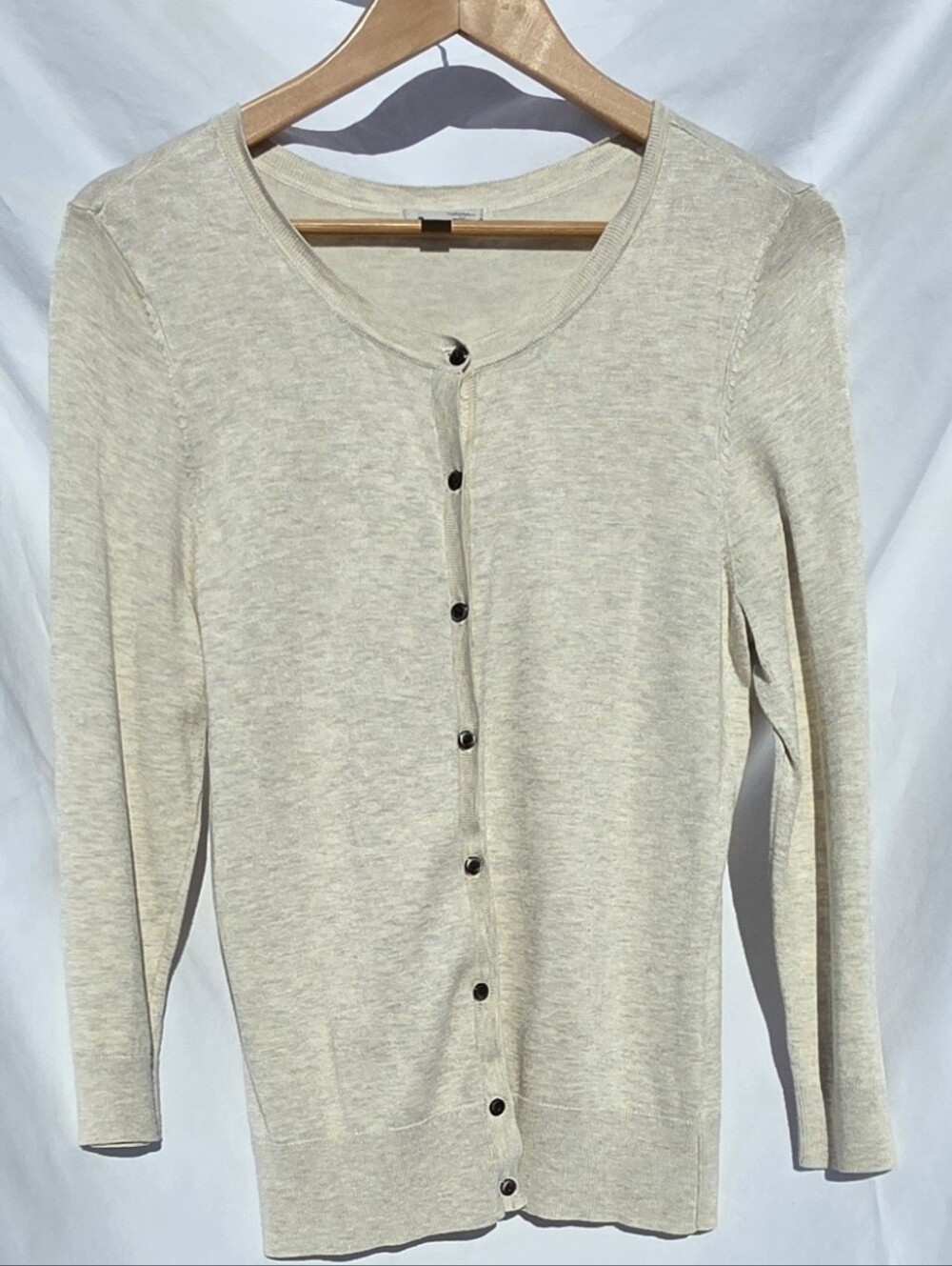 Halogen Button Up Cardigan,  Excellent Pre-Owned Condition, Heathered Cream, L